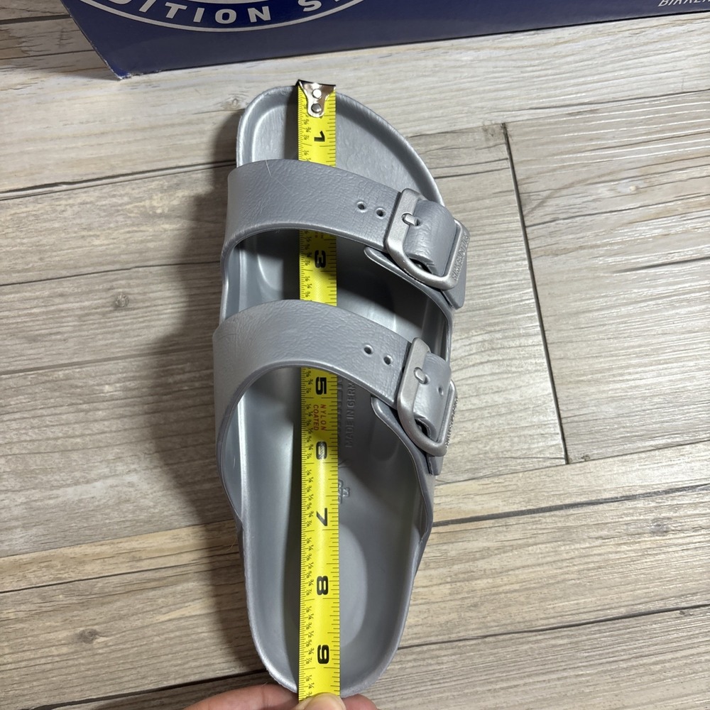 Birkenstock Silver Arizona EVA 35 Narrow Fit L4 M2‎  Youth 4? Missing 1 Buckle - Picture 8 of 8